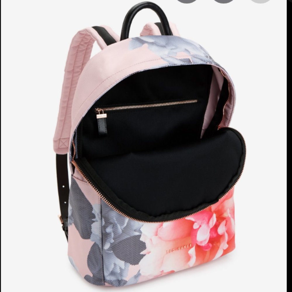 Ted Baker pink floral Monorose Print Backpack knapsack bag nwt - Picture 3 of 11
